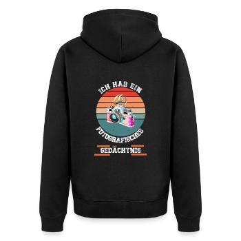Ich hab ein fotografisches Gedächtnis Retro Kamera - Unisex Premium Bio Zip Hoodie - Schwarz - Hinten - Nico (187cm)