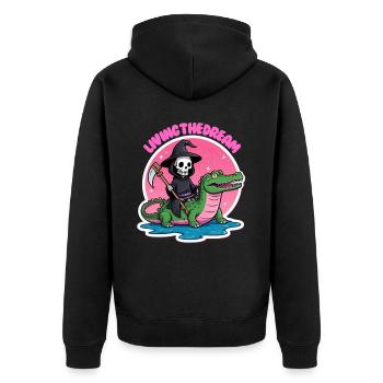 Vivre le rêve - Veste à capuche bio Premium Unisexe - noir - Dos - Nico (187cm)