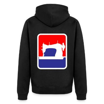 Confection de machine à coudre Logo | Les couleurs peuvent être changées - Veste à capuche bio Premium Unisexe - noir - Dos - Nico (187cm)