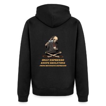 Espresso, Coffee lovers for Happy Skeletons - Unisex Premium Organic Zip Hoodie - black - Back - Nico (187cm)