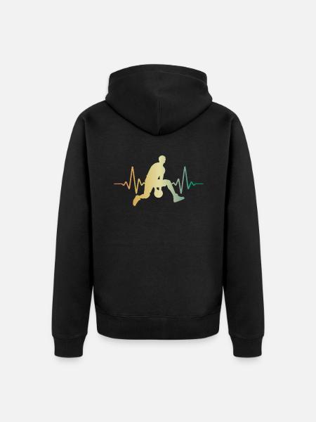 Heartbeat Basketball ECG Pulse - Unisex Premium Organic Zip Hoodie - black