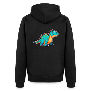 Niedlicher Comic Dinosaurier - Unisex Premium Bio Zip Hoodie - Schwarz - Hinten - Nico (187cm)