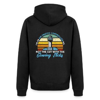 Luftverkehrskontrolle Flughafen Geschenk - Unisex Premium Bio Zip Hoodie - Schwarz - Hinten - Nico (187cm)