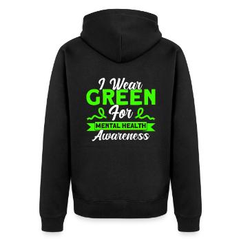 Psychological Awareness Green Loop Depression - Unisex Premium Organic Zip Hoodie - black - Back - Nico (187cm)