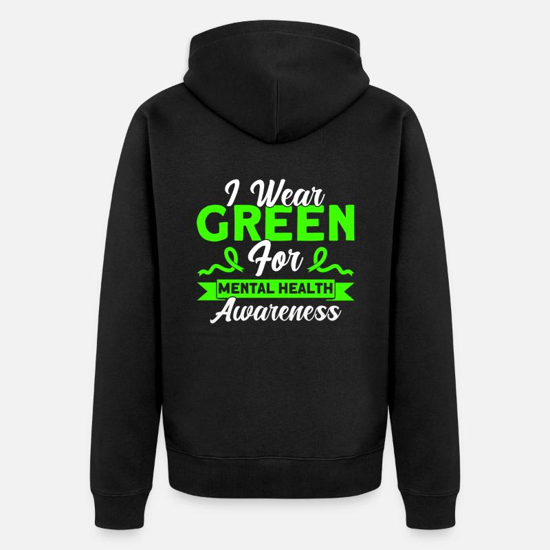 Conscience psychologique Green Loop Dépression - Veste à capuche bio Premium Unisexe - noir