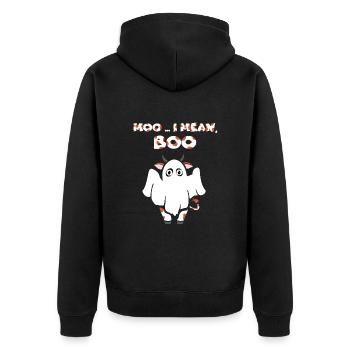 Kuh Gespenst Happy Halloween Halloweenkostüm Geist - Unisex Premium Bio Zip Hoodie - Schwarz - Hinten - Nico (187cm)