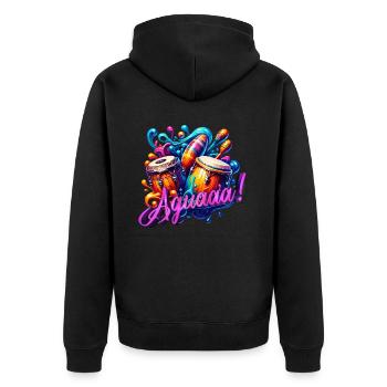 salsa claim aguaa - Unisex Premium Bio Zip Hoodie - Schwarz - Hinten - Nico (187cm)
