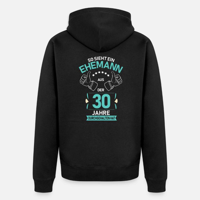 30. Hochzeit Ehemann Perlenhochzeit Geschenk - Unisex Premium Bio Zip Hoodie - Schwarz
