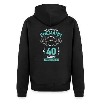 40. Hochzeit Ehemann Rubinhochzeit Geschenk - Unisex Premium Bio Zip Hoodie - Schwarz - Hinten - Nico (187cm)