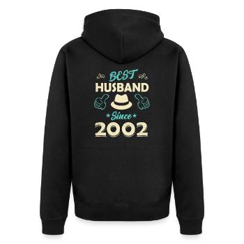 Best Husband 2002 Hochzeitstag Ehegatte Geschenk - Unisex Premium Bio Zip Hoodie - Schwarz - Hinten - Nico (187cm)