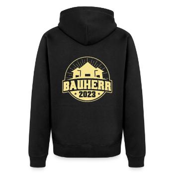 Bauherr 2023 Bauherr Geschenk - Unisex Premium Bio Zip Hoodie - Schwarz - Hinten - Nico (187cm)