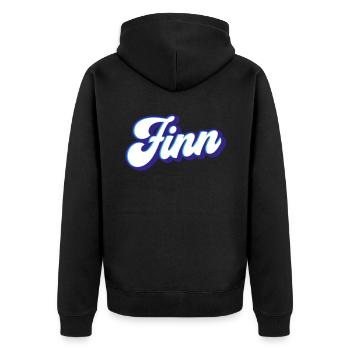 Finn | Farben änderbar - Unisex Premium Bio Zip Hoodie - Schwarz - Hinten - Nico (187cm)