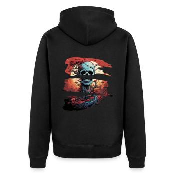 Bones and roots - Unisex Premium Bio Zip Hoodie - Schwarz - Hinten - Nico (187cm)