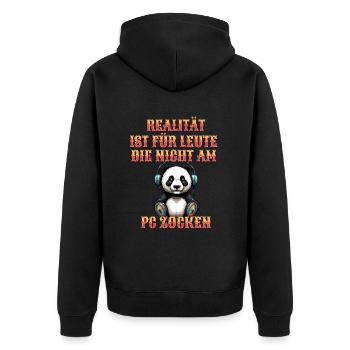 Niedlicher Panda Gaming Zocker Computer PC - Unisex Premium Bio Zip Hoodie - Schwarz - Hinten - Nico (187cm)