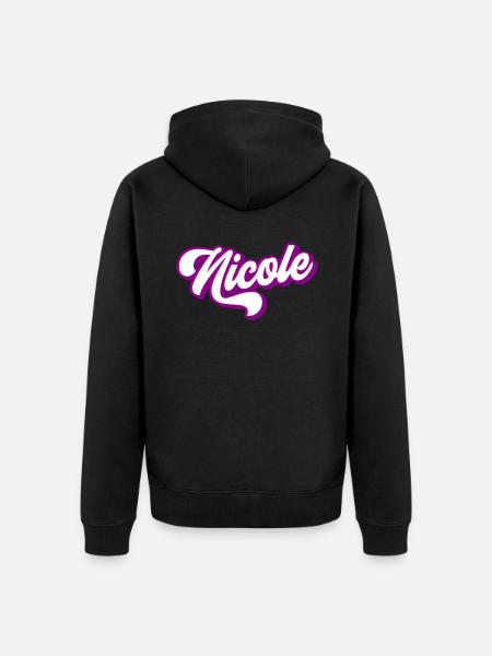 Nicole | Farben änderbar - Unisex Premium Bio Zip Hoodie - Schwarz