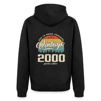 Vintage Retro Style Birthday Gift 2000 - Unisex Premium Organic Zip Hoodie - black - Back - Nico (187cm)
