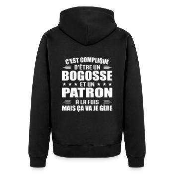 It's Hard To Be A Bogosse And A - Unisex Premium Organic Zip Hoodie - black - Back - Nico (187cm)