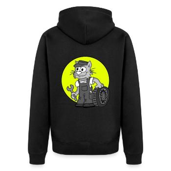 Beruf KFZ-Mechaniker Retro - Unisex Premium Bio Zip Hoodie - Schwarz - Hinten - Nico (187cm)