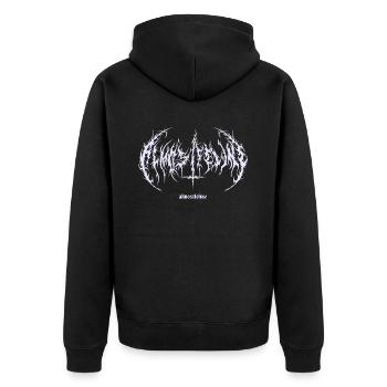 Motiv 3 - Almostfeline - Unisex Premium Bio Zip Hoodie - Schwarz - Hinten - Nico (187cm)