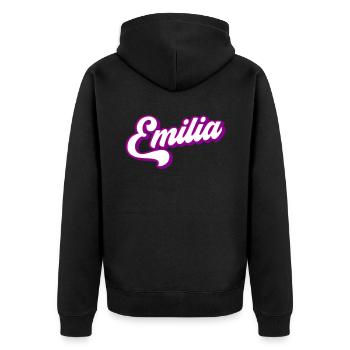 Émilie | Couleurs changeantes - Veste à capuche bio Premium Unisexe - noir - Dos - Nico (187cm)