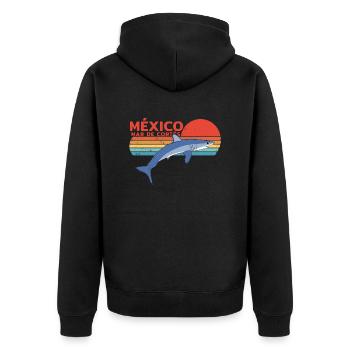 Makohai - Unisex Premium Bio Zip Hoodie - Schwarz - Hinten - Nico (187cm)