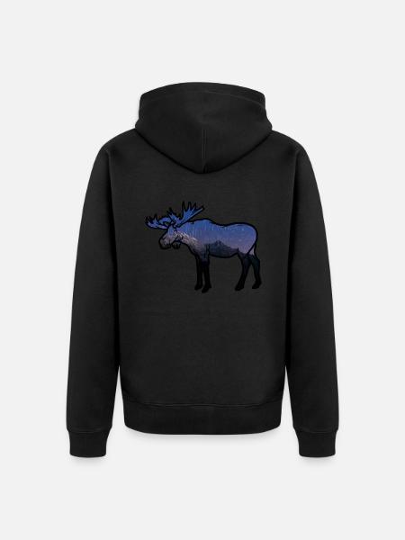 Moose 1 - Unisex Premium Organic Zip Hoodie - black