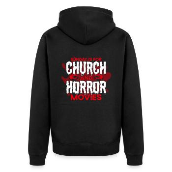 Gruselfilm Horrorfilm Gruselige Filme Geschenk - Unisex Premium Bio Zip Hoodie - Schwarz - Hinten - Nico (187cm)