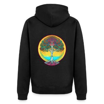 Germanic and Viking World Tree Yggdrasil - Unisex Premium Organic Zip Hoodie - black - Back - Nico (187cm)