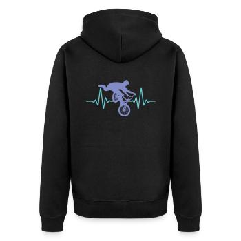 Heartbeat BMX Fréquence cardiaque ECG | Les couleurs peuvent être modifiées - Veste à capuche bio Premium Unisexe - noir - Dos - Nico (187cm)