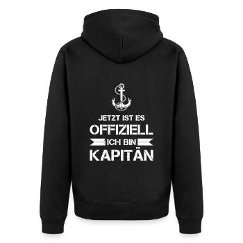 Bootsführerschein Kapitän Motorboot Boot Geschenk - Unisex Premium Bio Zip Hoodie - Schwarz - Hinten - Nico (187cm)