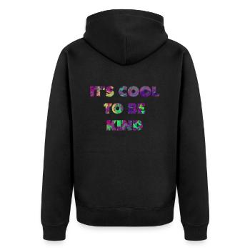 Es ist cool, nett zu sein - Unisex Premium Bio Zip Hoodie - Schwarz - Hinten - Nico (187cm)