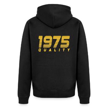 Qualité 1975 | Couleur changeable - Veste à capuche bio Premium Unisexe - noir - Dos - Nico (187cm)