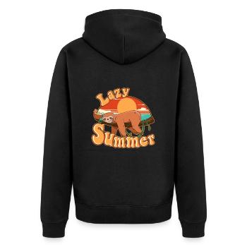 Lazy Sloth Summer - Cool Sloth Lover gift idea - Unisex Premium Bio Zip Hoodie - Schwarz - Hinten - Nico (187cm)