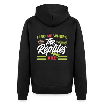 Reptilien Reptilienliebhaber Eidechsen Geschenk - Unisex Premium Bio Zip Hoodie - Schwarz - Hinten - Nico (187cm)