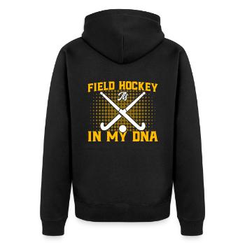 Feldhockey Hallen Feldhockey Feldhockey Spieler Ge - Unisex Premium Bio Zip Hoodie - Schwarz - Hinten - Nico (187cm)