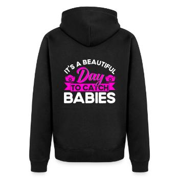 Obstétricien Doula Cadeau de sage-femme - Veste à capuche bio Premium Unisexe - noir - Dos - Nico (187cm)