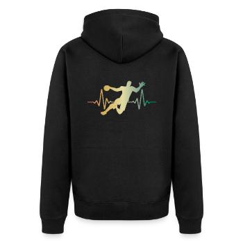 Handball Herzschlag Puls - Unisex Premium Bio Zip Hoodie - Schwarz - Hinten - Nico (187cm)