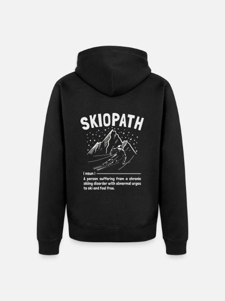 Skiopath Apres-Ski Funny Skiing Definition Skier - Unisex Premium Organic Zip Hoodie - black