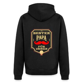 Bester Papa Auszeichnung Für Immer - Unisex Premium Bio Zip Hoodie - Schwarz - Hinten - Nico (187cm)