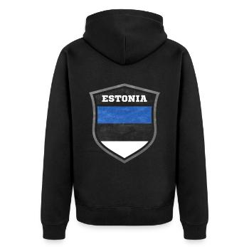 Estland-Schild Logo Emblem - Unisex Premium Bio Zip Hoodie - Schwarz - Hinten - Nico (187cm)
