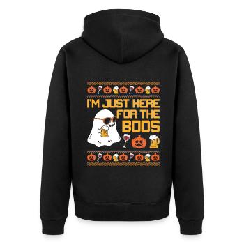 Skull Horror Halloween Gift - Unisex Premium Organic Zip Hoodie - black - Back - Nico (187cm)