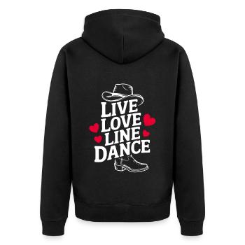Live Love Line Dance Linedance Spass am Tanzen - Unisex Premium Bio Zip Hoodie - Schwarz - Hinten - Nico (187cm)