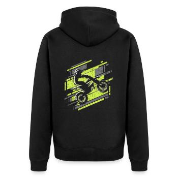 Motocross Enduro Dirt Bike Motorrad Moto-Cross - Unisex Premium Bio Zip Hoodie - Schwarz - Hinten - Nico (187cm)