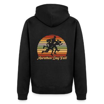 Half Marathon Jogging Running Gift - Unisex Premium Organic Zip Hoodie - black - Back - Nico (187cm)