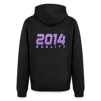 2014 quality | Farbe änderbar - Unisex Premium Bio Zip Hoodie - Schwarz - Hinten - Nico (187cm)