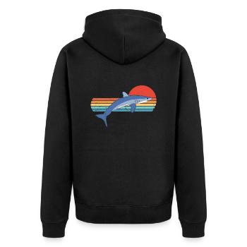 Makohai - Unisex Premium Bio Zip Hoodie - Schwarz - Hinten - Nico (187cm)