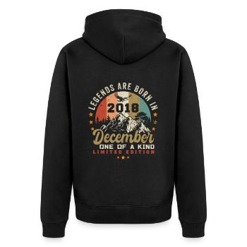 Les Légendes sont sorties en décembre 2018 - Retro 2018 - Veste à capuche bio Premium Unisexe - noir - Dos - Nico (187cm)