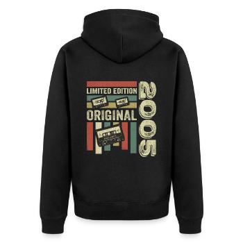 Millésime 2005 - citation d’anniversaire rétro 2005 - Veste à capuche bio Premium Unisexe - noir - Dos - Nico (187cm)