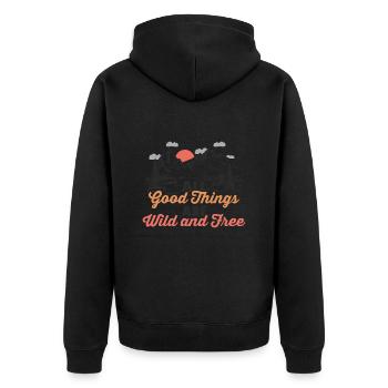 All Good Things Are Wild and Free - Unisex Premium Bio Zip Hoodie - Schwarz - Hinten - Nico (187cm)