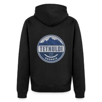 Tetnuldi Georgia Vintage Mountain Hiking Design - Veste à capuche bio Premium Unisexe - noir - Dos - Nico (187cm)